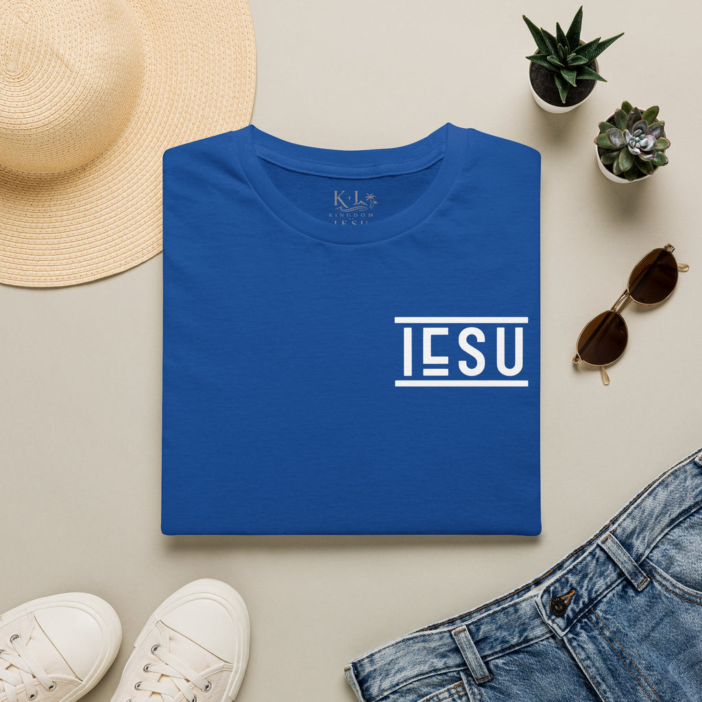 "IESU Tee — Minimal Back Print with Left Chest Logo | Kingdom of Iesu"