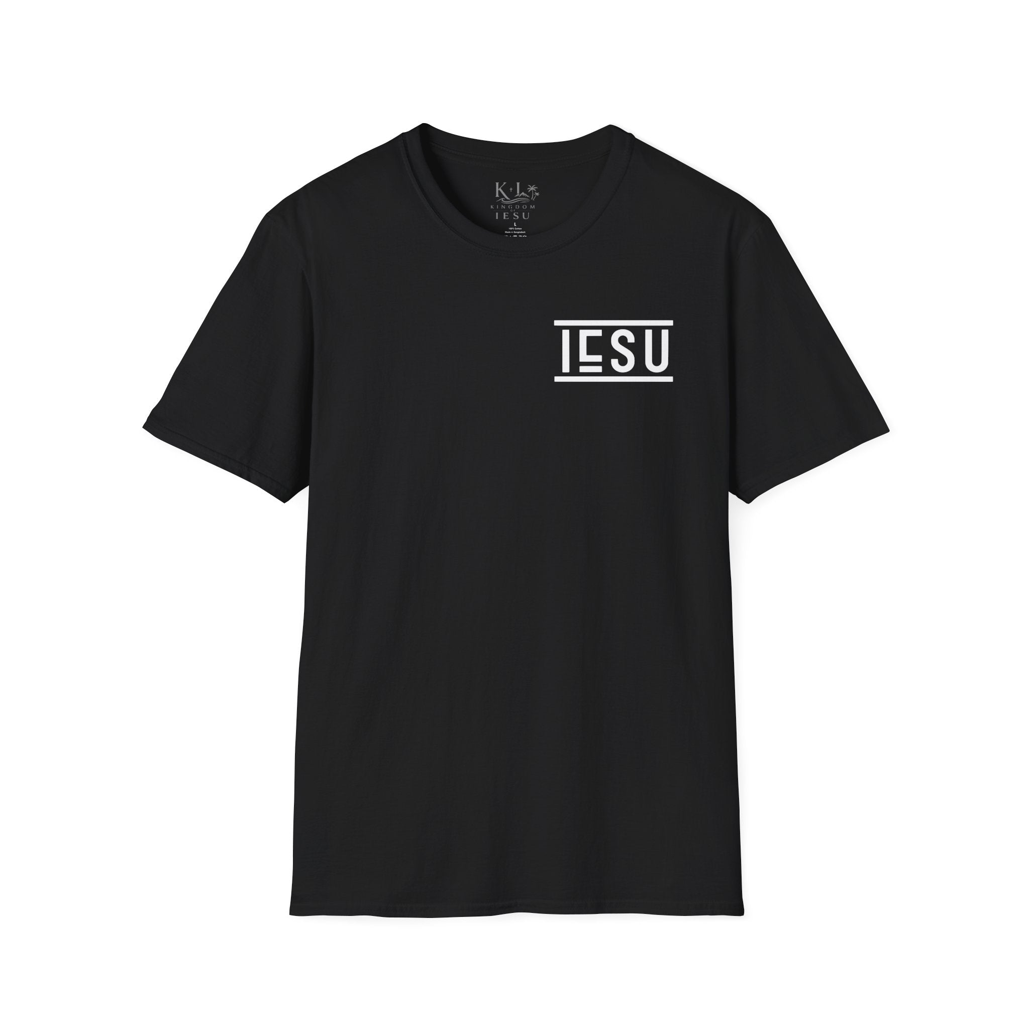 "IESU Tee — Minimal Back Print with Left Chest Logo | Kingdom of Iesu"
