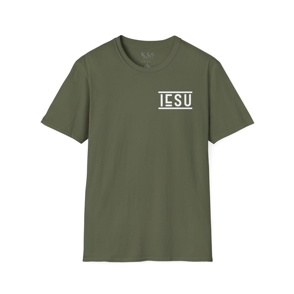 "IESU Tee — Minimal Back Print with Left Chest Logo | Kingdom of Iesu"