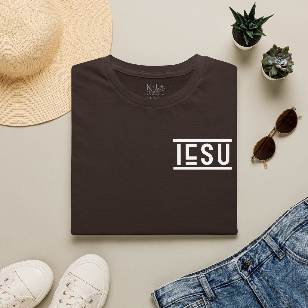 "IESU Tee — Minimal Back Print with Left Chest Logo | Kingdom of Iesu"