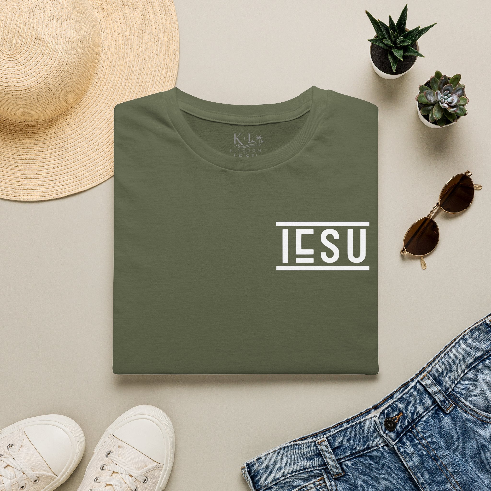 "IESU Tee — Minimal Back Print with Left Chest Logo | Kingdom of Iesu"